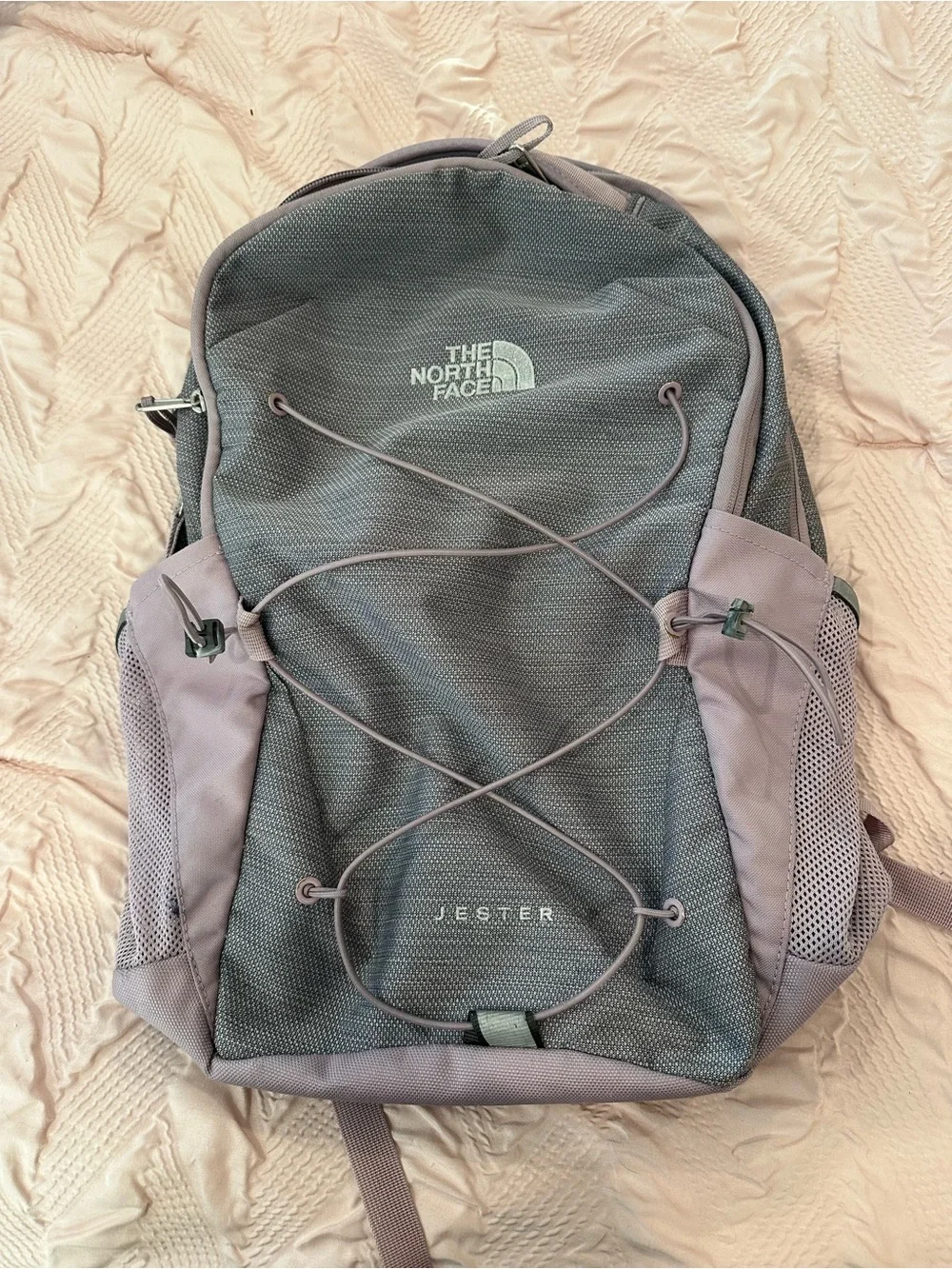 The North Face Jester Backpack in Gray and Mauve